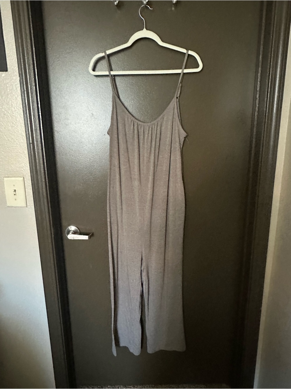 Spaghetti Strap Wide-Leg Jumpsuit in Taupe